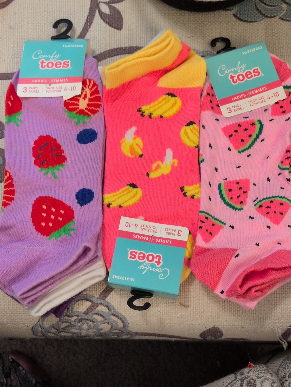 Women's Fruit Pattern Ankle Socks - 3 Pack